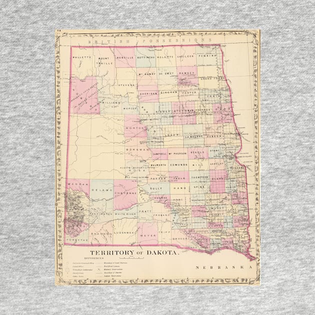 Vintage Map of The Dakota Territory (1880) by Bravuramedia